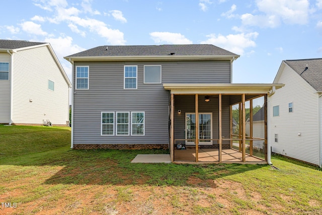 111 Laporte Path, Garner, NC 27529 - back of property featuring a patio, a yard, and a sunroom