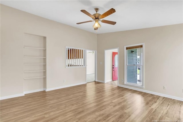 2256 Spindletree Dr, Fayetteville, NC 28304 - spare room featuring a ceiling fan, light wood-type flooring, and baseboards