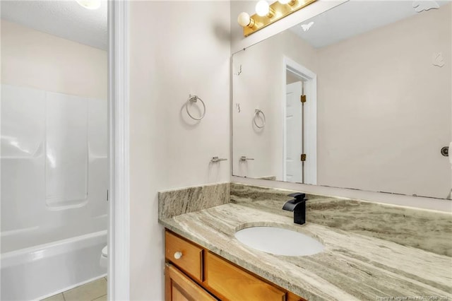 2256 Spindletree Dr, Fayetteville, NC 28304 - bathroom featuring vanity, shower / washtub combination, toilet, and tile patterned flooring