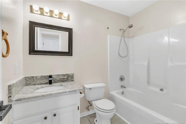 2256 Spindletree Dr, Fayetteville, NC 28304 - full bath with toilet, tile patterned floors, vanity, shower / bath combination, and baseboards