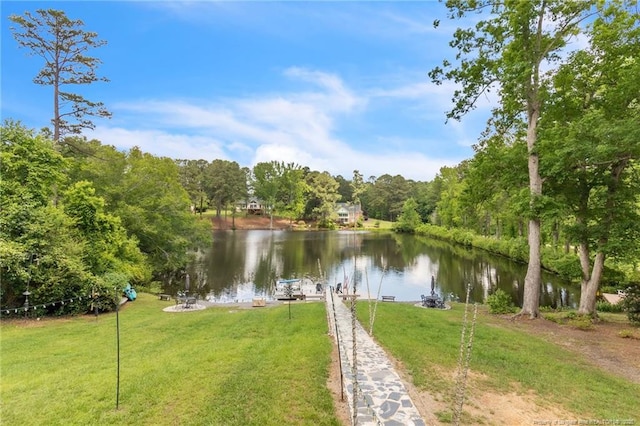 water view with a dock
