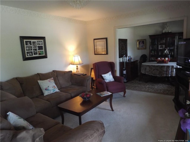 view of carpeted living area