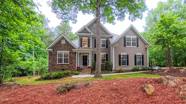 99 Grassy Creek Way, Chapel Hill, NC 27517 - view of front of home featuring crawl space and stone siding