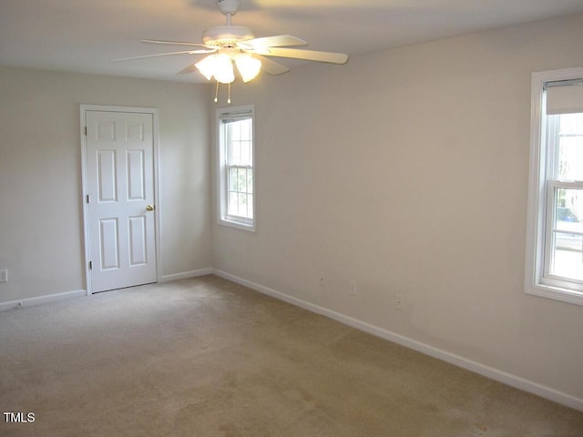 carpeted empty room with healthy amount of natural light and baseboards