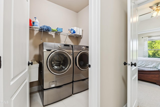 3404 Mount Pisgah Way, Cary, NC 27519 - washroom with washing machine and dryer and ceiling fan