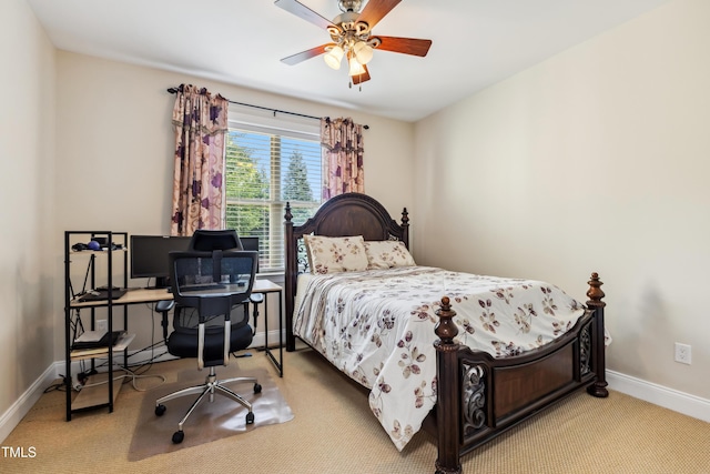 3404 Mount Pisgah Way, Cary, NC 27519 - bedroom featuring baseboards, carpet, an office area, and ceiling fan