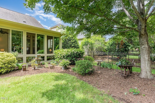 241 Serenity Hill Cir, Chapel Hill, NC 27516 - view of yard featuring fence and a sunroom