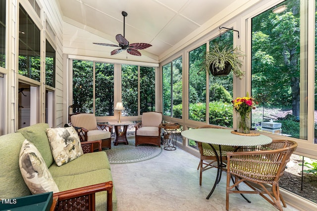 241 Serenity Hill Cir, Chapel Hill, NC 27516 - sunroom / solarium featuring ceiling fan and lofted ceiling