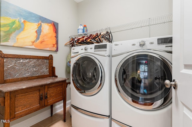 241 Serenity Hill Cir, Chapel Hill, NC 27516 - clothes washing area featuring washer and dryer and light tile patterned floors