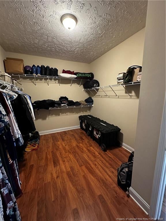 walk in closet featuring wood finished floors