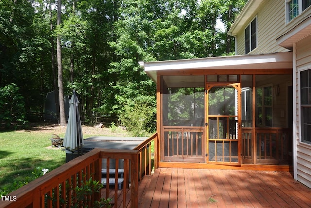 5917 Clearsprings Dr, Wake Forest, NC 27587 - wooden terrace with a sunroom
