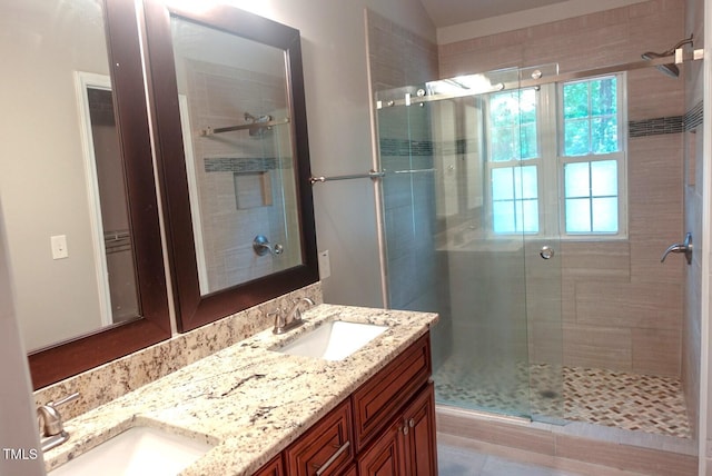 5917 Clearsprings Dr, Wake Forest, NC 27587 - full bathroom featuring a shower stall and double vanity