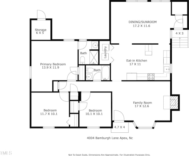 4004 Bamburgh Ln, Apex, NC 27539 - property floor plan