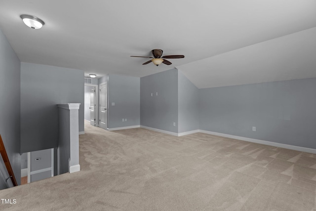 39 Mcguire Ln, Clayton, NC 27527 - bonus room with a ceiling fan, light colored carpet, baseboards, and lofted ceiling