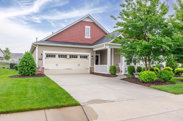 1096 Aberlour Ln, Burlington, NC 27215 - craftsman inspired home featuring covered porch, concrete driveway, a front yard, and roof with shingles