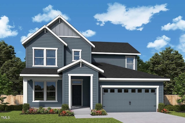 33 Cozy Hvn, Fuquay Varina, NC 27526 - traditional home with driveway, a garage, board and batten siding, and a shingled roof