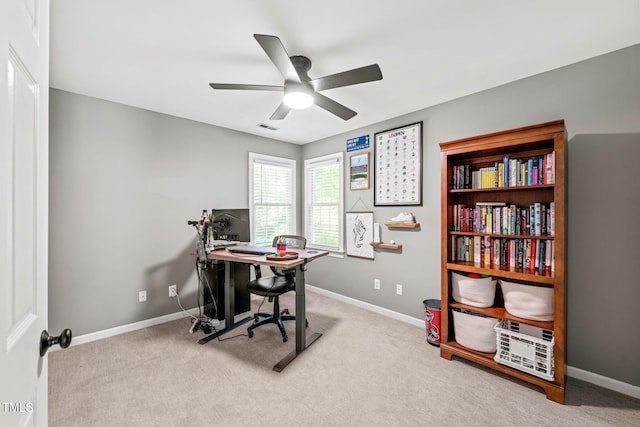 2408 Fordcrest Dr, Apex, NC 27502 - office with ceiling fan, baseboards, and carpet floors