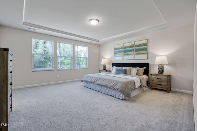 1007 Sora Way, Durham, NC 27703 - bedroom featuring a tray ceiling, carpet floors, and baseboards
