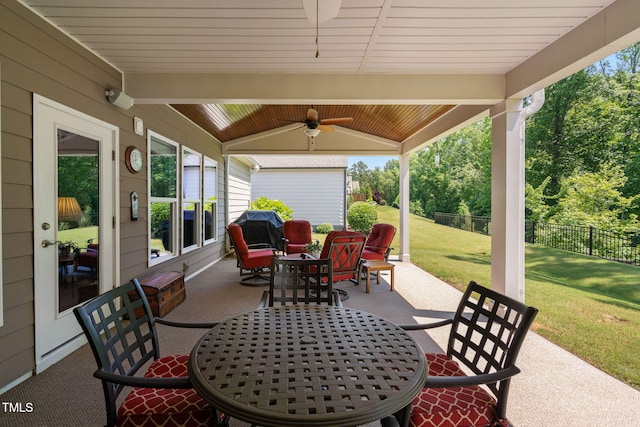 211 Ibis Ln, Durham, NC 27703 - view of patio featuring outdoor dining area and a ceiling fan