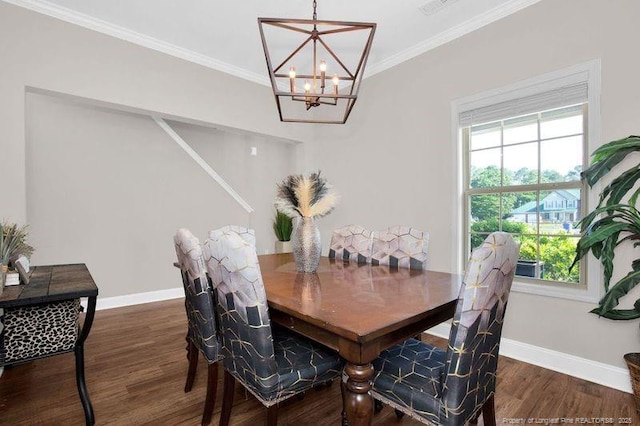 341 Woodington Rd, Hope Mills, NC 28348 - dining room with wood finished floors, a chandelier, baseboards, and ornamental molding