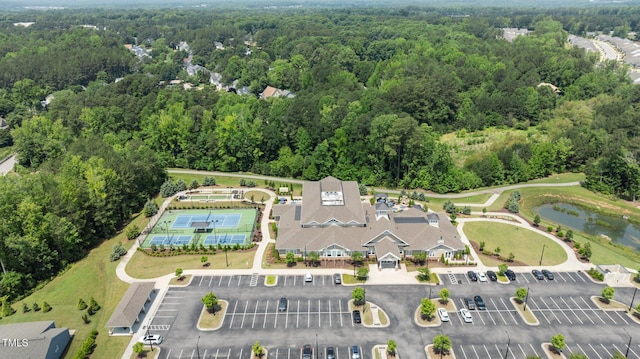 1112 Monterey Bay Dr, Wake Forest, NC 27587 - aerial view of property and surrounding area with a forest and a large body of water