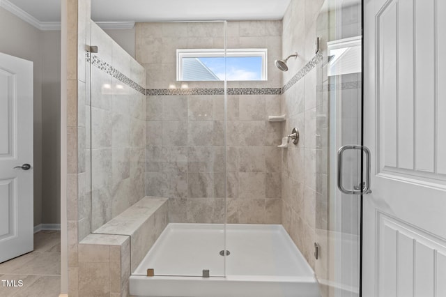 1112 Monterey Bay Dr, Wake Forest, NC 27587 - full bathroom with a shower stall and ornamental molding