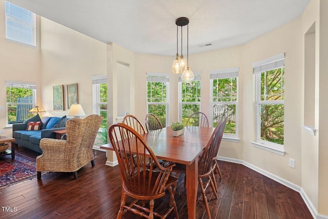 3002 Bartlett Cir, Hillsborough, NC 27278 - dining area with dark wood-type flooring and baseboards