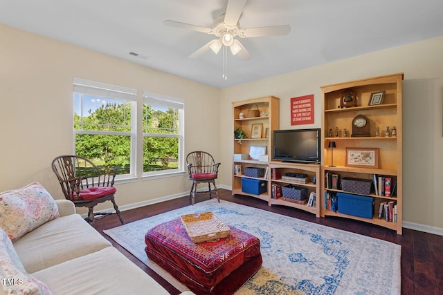 3002 Bartlett Cir, Hillsborough, NC 27278 - living room with a ceiling fan, baseboards, and wood finished floors