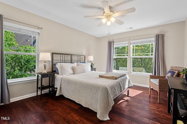 3002 Bartlett Cir, Hillsborough, NC 27278 - bedroom with baseboards, hardwood / wood-style floors, and ceiling fan