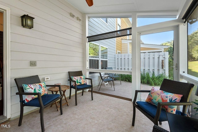 3002 Bartlett Cir, Hillsborough, NC 27278 - sunroom / solarium featuring healthy amount of natural light and a ceiling fan