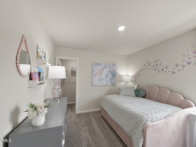 2242 Cherry Creek Rd, Haw River, NC 27258 - carpeted bedroom featuring a walk in closet, baseboards, recessed lighting, and a closet