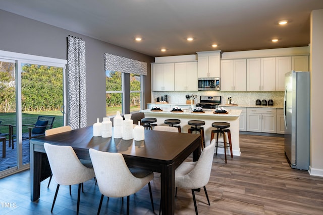 2250 Cherry Creek Rd, Haw River, NC 27258 - dining area featuring dark wood finished floors and recessed lighting
