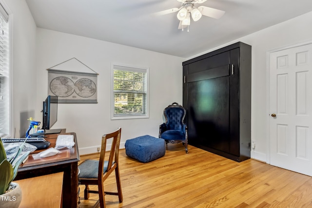 1304 N Duke St, Durham, NC 27701 - home office featuring light wood-style floors and ceiling fan