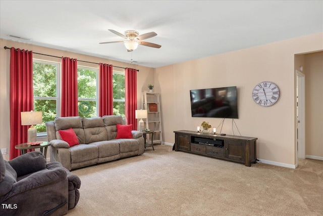 6512 Blalock Forest Dr, Willow Springs, NC 27592 - carpeted living room with ceiling fan, healthy amount of natural light, and baseboards
