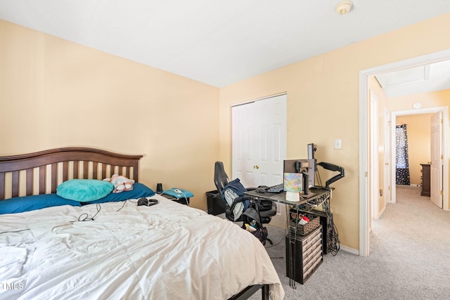 5312 Suntan Lake Dr, Raleigh, NC 27610 - bedroom with light carpet, a closet, and baseboards