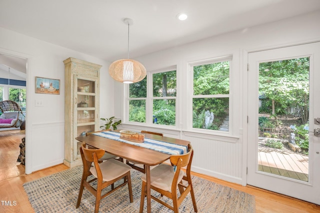 4021 Converse Dr, Raleigh, NC 27609 - dining space with plenty of natural light, light wood-type flooring, baseboards, and recessed lighting