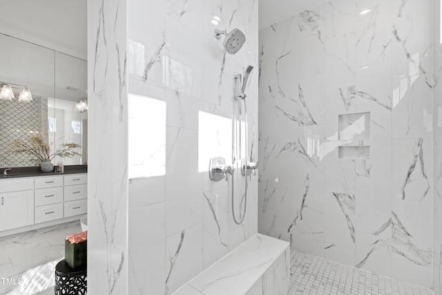 7212 Summer Tanager Trl, Raleigh, NC 27614 - full bathroom featuring vanity and a tile shower