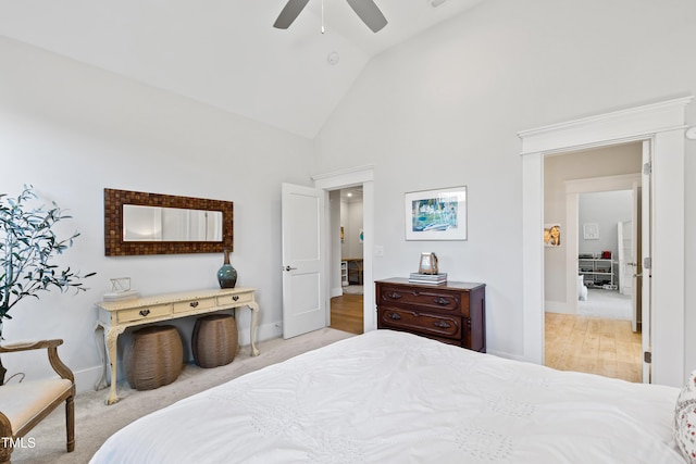 7212 Summer Tanager Trl, Raleigh, NC 27614 - bedroom featuring high vaulted ceiling and ceiling fan