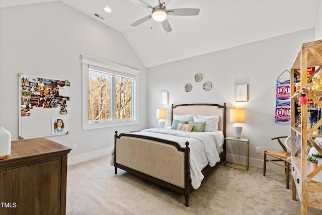 7212 Summer Tanager Trl, Raleigh, NC 27614 - bedroom featuring lofted ceiling, light carpet, and a ceiling fan
