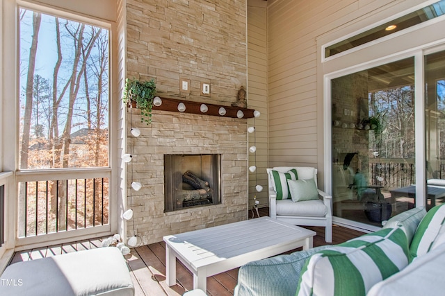 7212 Summer Tanager Trl, Raleigh, NC 27614 - living room with a fireplace and wood finished floors