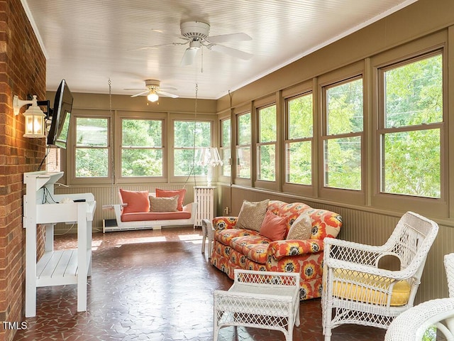 2228 Walker Ave, Burlington, NC 27215 - sunroom featuring outdoor lounge area and ceiling fan