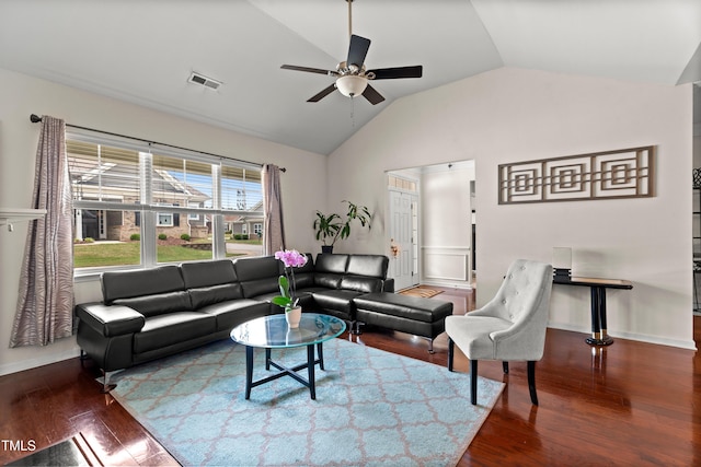 4612 Hanging Fern Ln, Raleigh, NC 27604 - living area featuring lofted ceiling, a ceiling fan, and wood finished floors