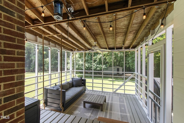 5413 Lower Creek Ct, Apex, NC 27539 - unfurnished sunroom with outdoor lounge area