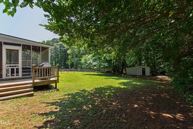 5413 Lower Creek Ct, Apex, NC 27539 - view of yard featuring a sunroom and a deck