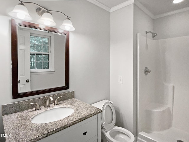 1104 Theresa Ct, Raleigh, NC 27615 - full bath with a stall shower, vanity, crown molding, and toilet