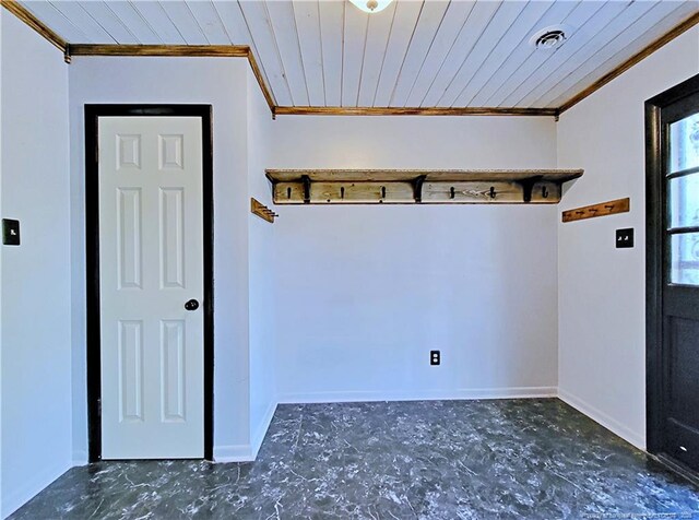 6261 Stoney Point Loop, Fayetteville, NC 28306 - mudroom with ornamental molding, baseboards, and wooden ceiling
