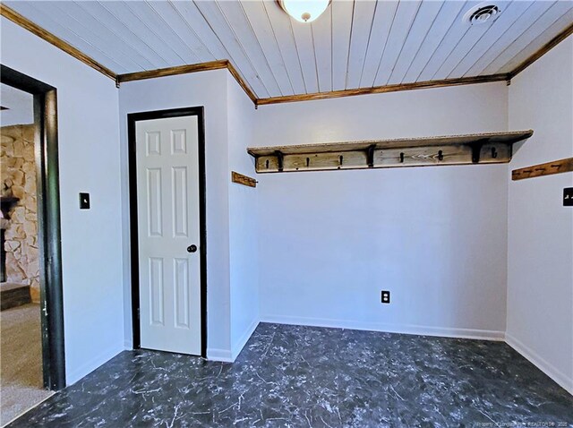 6261 Stoney Point Loop, Fayetteville, NC 28306 - mudroom featuring crown molding, baseboards, and concrete floors