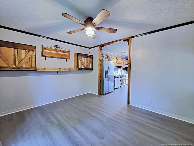 6261 Stoney Point Loop, Fayetteville, NC 28306 - unfurnished room with a ceiling fan, wood finished floors, baseboards, a textured ceiling, and ornamental molding
