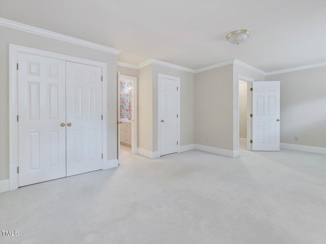 3347 Ridgecrest Ct, Raleigh, NC 27607 - unfurnished bedroom featuring baseboards, carpet flooring, ornamental molding, and ensuite bath