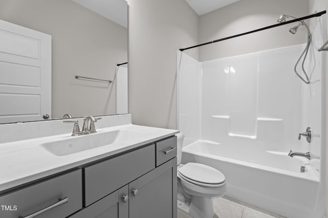 6624 Vestal St, Wake Forest, NC 27587 - bathroom featuring vanity, toilet, washtub / shower combination, and tile patterned flooring